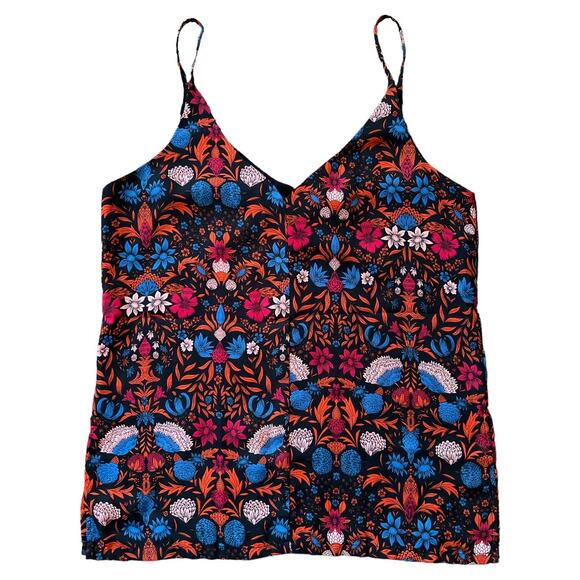 H&M Black Floral Print V Neck Tank Top, 12 - Picture 3 of 6